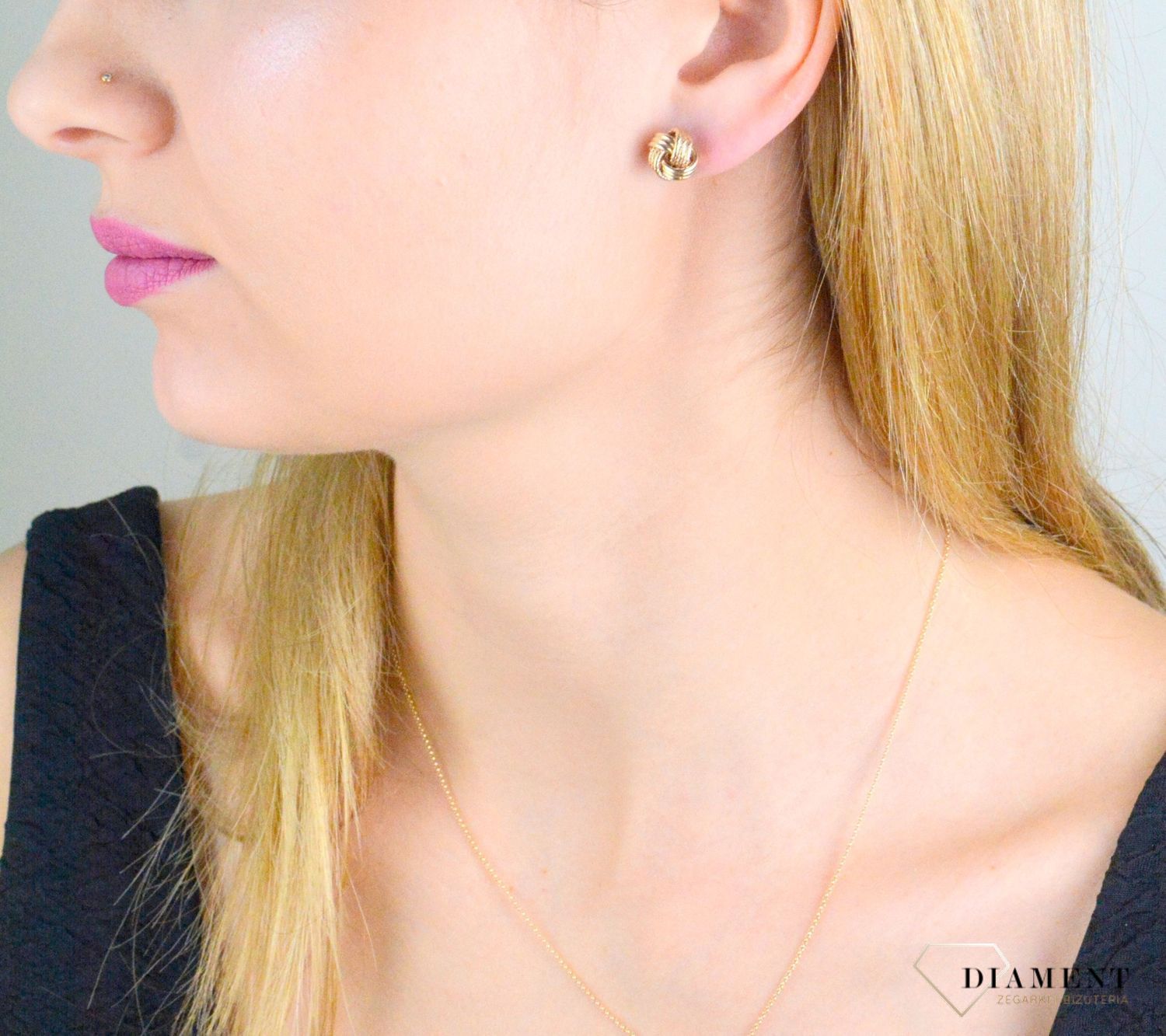 Złote kolczyki damskie 375 plecionka wkrętki KL 4600 375.jpg